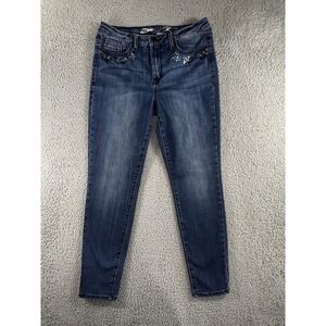 Seven7 Jeans Women 12 Mid Rise Skinny‎ Studded Dark Wash Denim Pants Y2K Boho